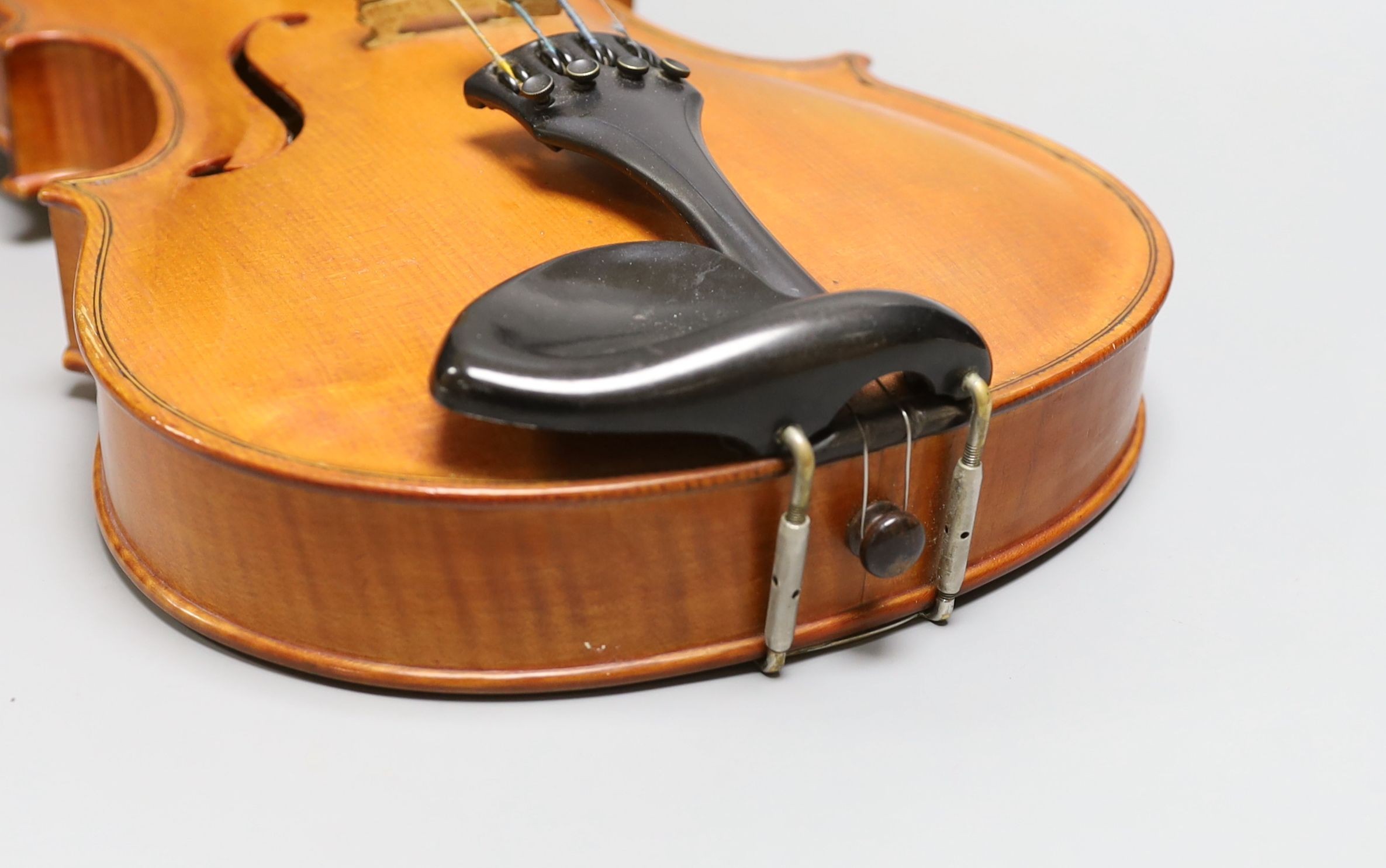 A 20th century Viola, unlabelled with 2 piece 16 inch back, cased